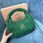	 Miu Wander Matelassé Nappa Leather Mini Hobo Bag Green 23X13X7 - 3