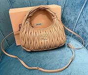 	 Miu Wander Matelassé Nappa Leather Mini Hobo Bag Beige 23X13X7 - 1