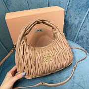 	 Miu Wander Matelassé Nappa Leather Mini Hobo Bag Beige 23X13X7 - 4