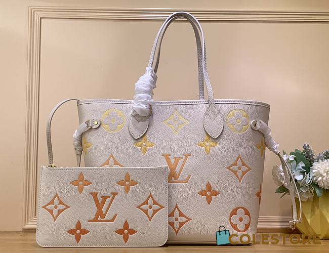 	 Louis Vuitton Neverfull MM Bag Light Beige  31 x 28 x 14 - 1