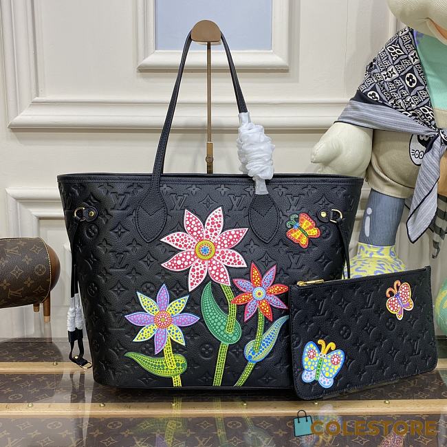 Louis Vuitton x YK Neverfull MM Black Size 31*28*14cm - 1
