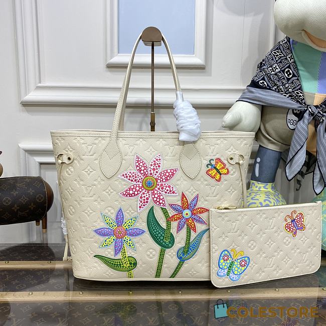 	 Louis Vuitton x YK Neverfull MM White Size 31*28*14cm - 1