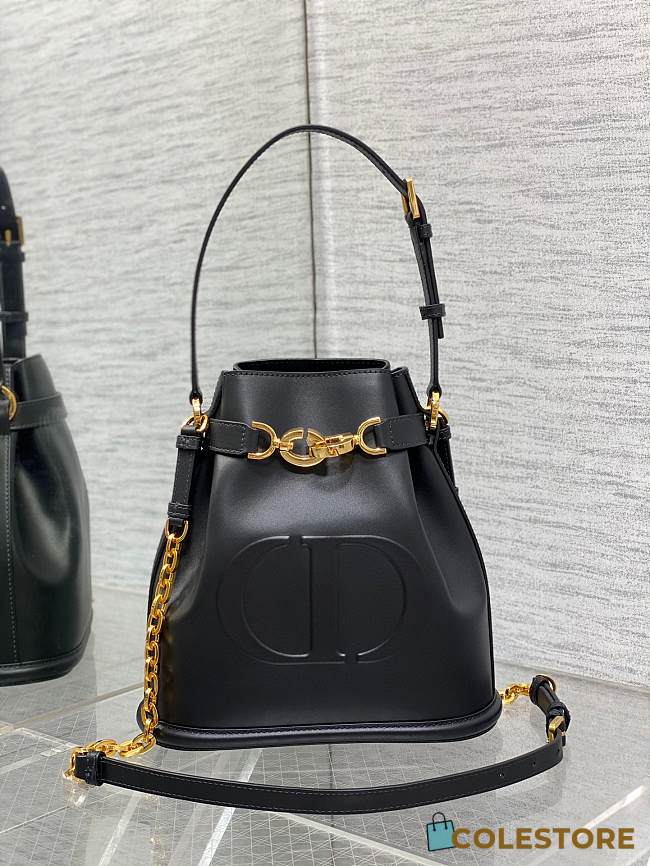 MEDIUM C'EST DIOR BAG Black CD-Embossed Calfskin Black 24×10×24.5cm - 1