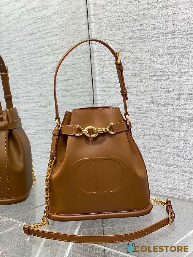 	 MEDIUM C'EST DIOR BAG Black CD-Embossed Calfskin Brown 24×10×24.5cm - 1