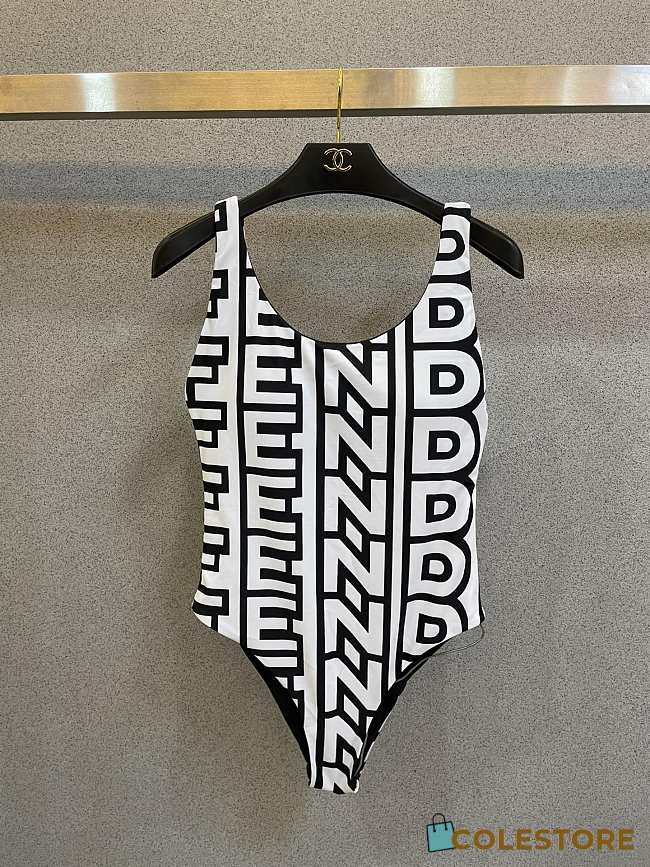 Fendi One-Piece Swimsuit Black/White - 1