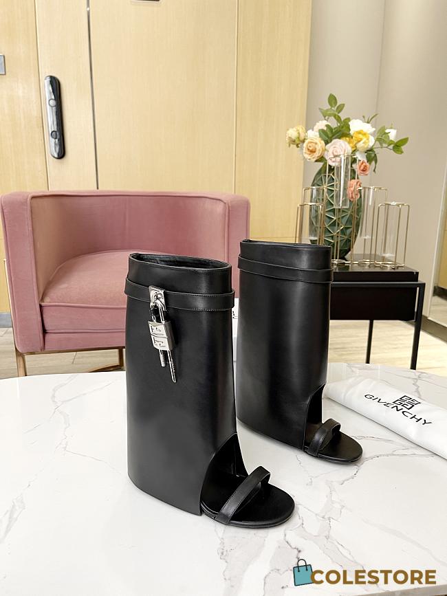	 Givenchy Shark Lock Sandals In Black Leather Size 35-43cm - 1