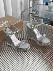 Christian Louboutin Women's Pyraclou Glitter Wedge Sandals 12cm - 4