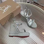 Christian Louboutin Women's Pyraclou Glitter Wedge Sandals 12cm - 5