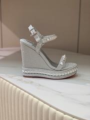Christian Louboutin Women's Pyraclou Glitter Wedge Sandals 12cm - 6