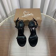 	 Christian Louboutin Women's Pyraclou Glitter Wedge Sandals Black 12cm - 1