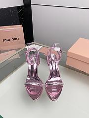 Miu Women's Miu Metallic Crystal-Embellished Leather Ankle-Strap Sandals 8.5cm - 1