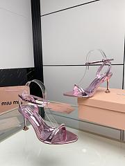 Miu Women's Miu Metallic Crystal-Embellished Leather Ankle-Strap Sandals 8.5cm - 5