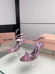 Miu Women's Miu Metallic Crystal-Embellished Leather Ankle-Strap Sandals 8.5cm - 4