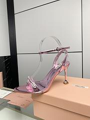 Miu Women's Miu Metallic Crystal-Embellished Leather Ankle-Strap Sandals 8.5cm - 3