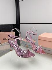 Miu Women's Miu Metallic Crystal-Embellished Leather Ankle-Strap Sandals 8.5cm - 2