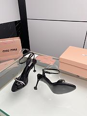 Miu Women's Miu Metallic Crystal-Embellished Leather Ankle-Strap Sandals Black 8.5cm - 4