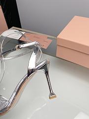 Miu Women's Miu Metallic Crystal-Embellished Leather Ankle-Strap Sandals Silver 8.5cm - 5