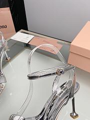 Miu Women's Miu Metallic Crystal-Embellished Leather Ankle-Strap Sandals Silver 8.5cm - 6