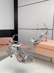 Miu Women's Miu Metallic Crystal-Embellished Leather Ankle-Strap Sandals Silver 8.5cm - 4