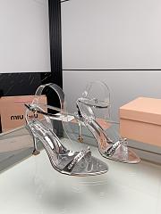 Miu Women's Miu Metallic Crystal-Embellished Leather Ankle-Strap Sandals Silver 8.5cm - 3