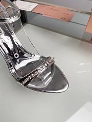 Miu Women's Miu Metallic Crystal-Embellished Leather Ankle-Strap Sandals Silver 8.5cm - 2
