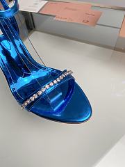 Miu Women's Miu Metallic Crystal-Embellished Leather Ankle-Strap Sandals 8.5cm Blue  - 6
