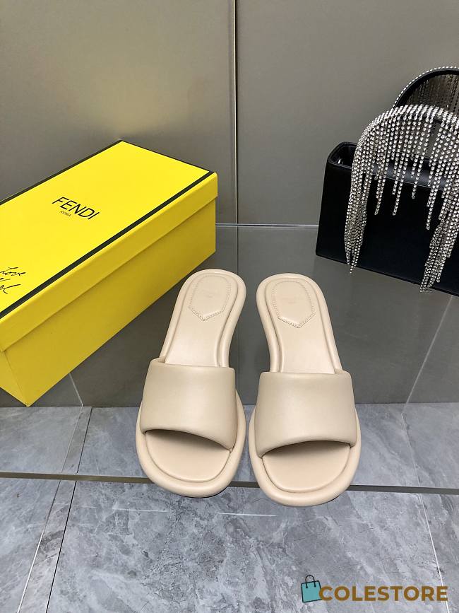 Fendi Women's Baguette Leather Sandals Beige - 1