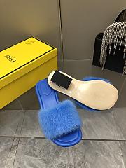 Fendi Women's Baguette Leather Sandals Blue  - 6
