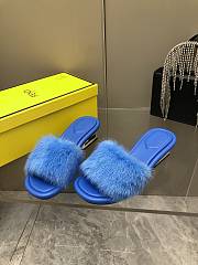 Fendi Women's Baguette Leather Sandals Blue  - 5