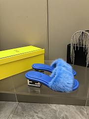 Fendi Women's Baguette Leather Sandals Blue  - 3