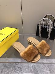 Fendi Women's Baguette Leather Sandals Brown - 4