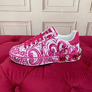 DOLCE & GABBANA Women's Maiolica Leather Low-Top Sneakers - Pink  - 3