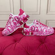 DOLCE & GABBANA Women's Maiolica Leather Low-Top Sneakers - Pink  - 2