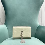 Saint Laurent Black & Silver Croc Small Kate Tassel Bag 20x5x12.5 - 1