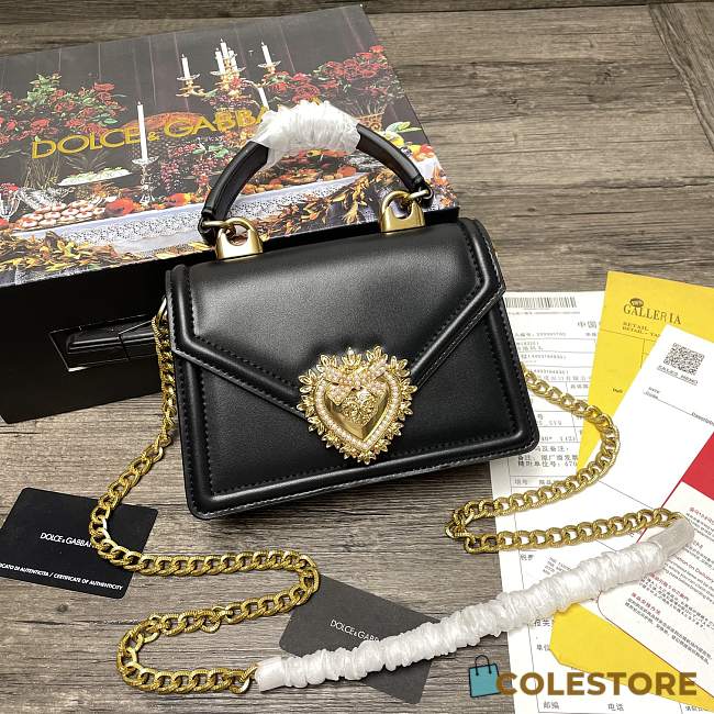 Dolce and Gabbana Black Small Devotion Black Bag 19x4.5x13cm - 1