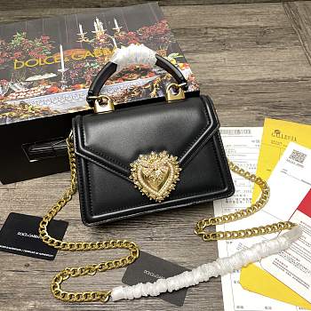 Dolce and Gabbana Black Small Devotion Black Bag 19x4.5x13cm