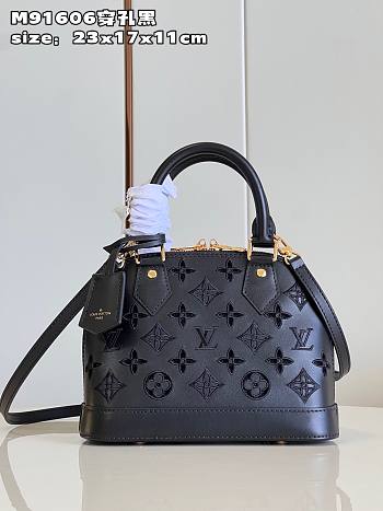 Louis Vuitton Alma BB Black Leather Bag M22878 Size 23.5 x 17 x 11 cm