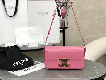 Celine Triomphe Shoulder Bag Pink Size 20x10x4cm