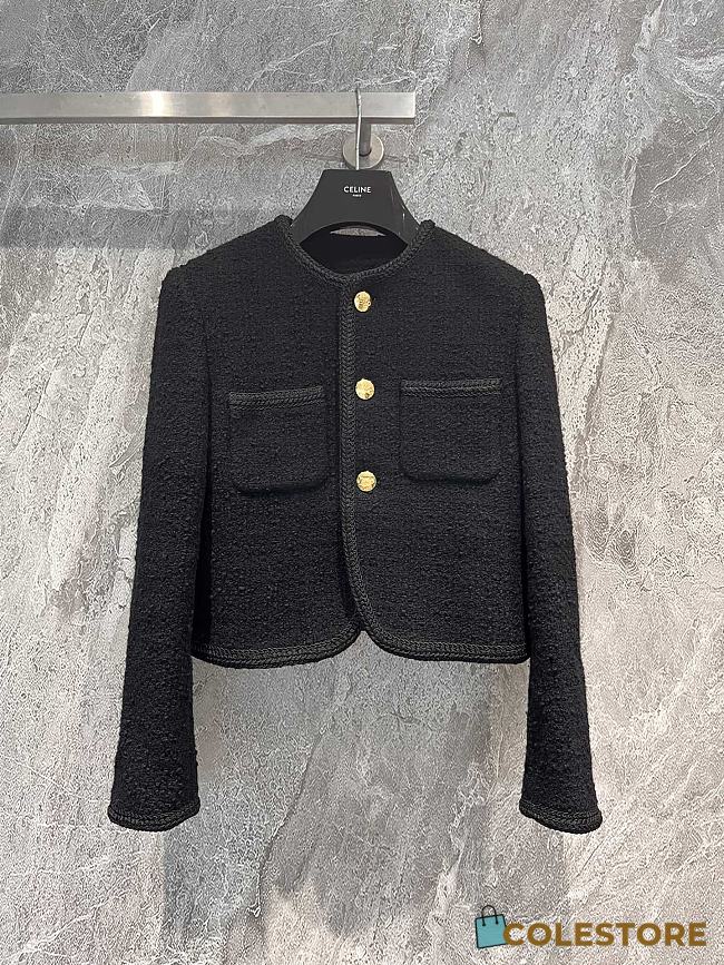 Celine Tweed Jacket Black  - 1