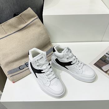 	 Celine High Top Sneaker White/Black In Calfskin Leather Woman & Men