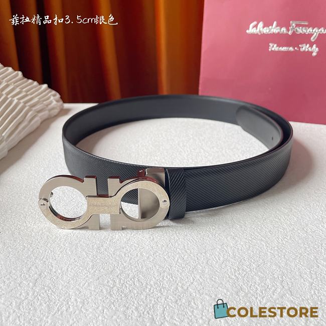  Ferragamo Belt Sliver Hardware 3.5cm - 1