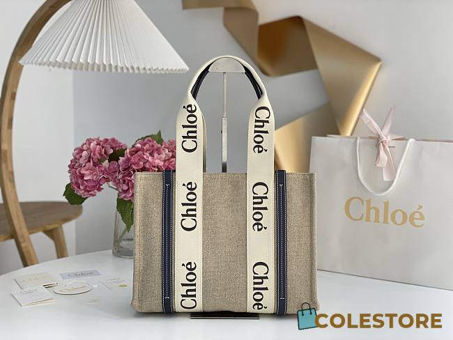 Chloe Large Woody tote bag in cotton canvas 45*33*13cm  - 1