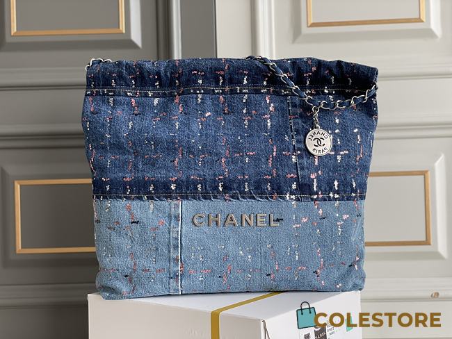 CHANEL BAG 22 DENIM AND TWEED 38x42x8cm - 1