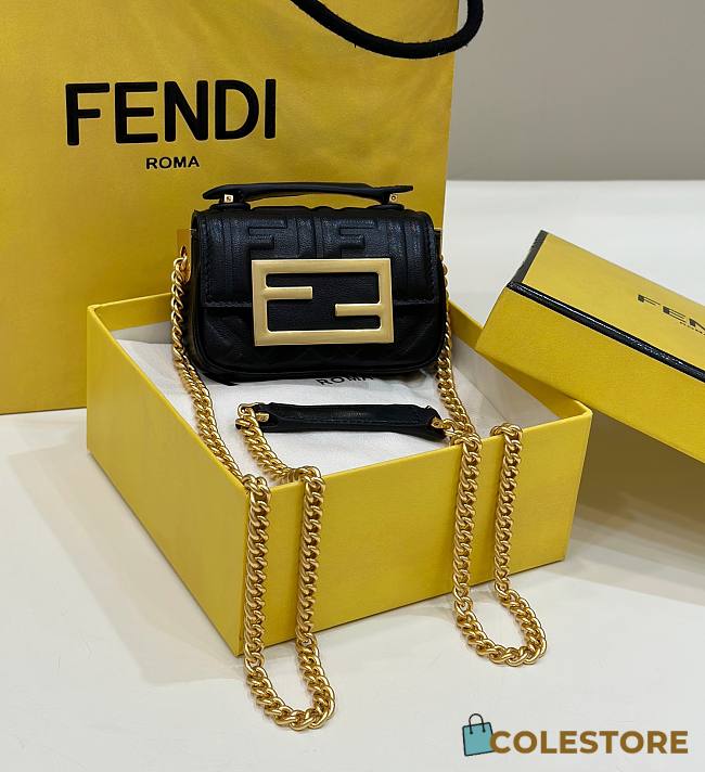 Fendi Baguatte Nappa With Black Leather Bag 8BS01 Size: 11x6.5x3.5 - 1