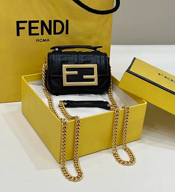 Fendi Baguatte Nappa With Black Leather Bag 8BS01 Size: 11x6.5x3.5