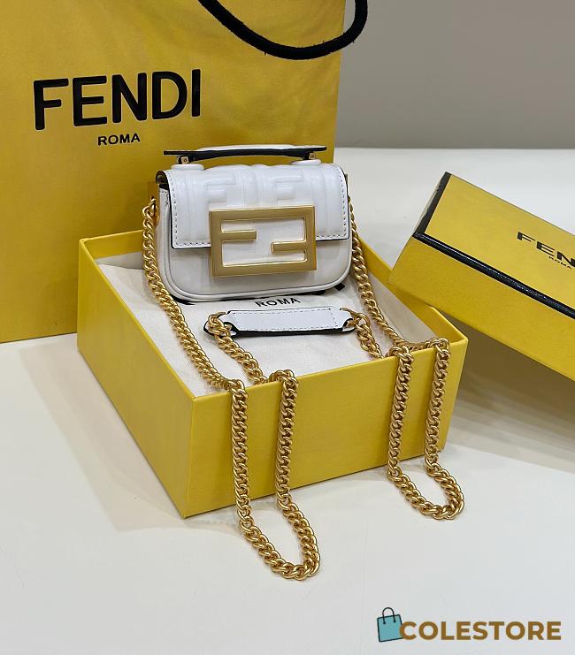 Fendi Baguatte Nappa With White Leather Bag 11x6.5x3.5 - 1
