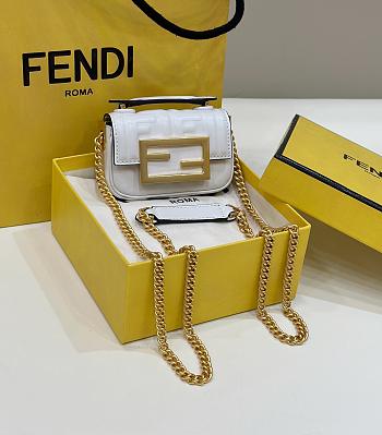Fendi Baguatte Nappa With White Leather Bag 11x6.5x3.5