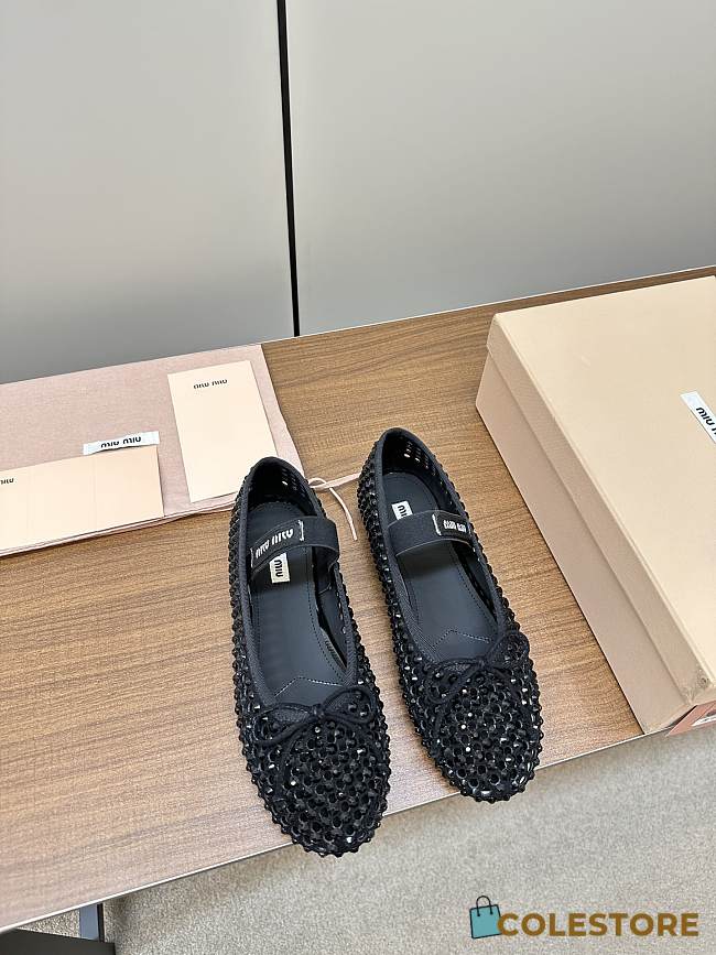 	 Miu Miu Satin Ballerinas Black Size 35-39 - 1