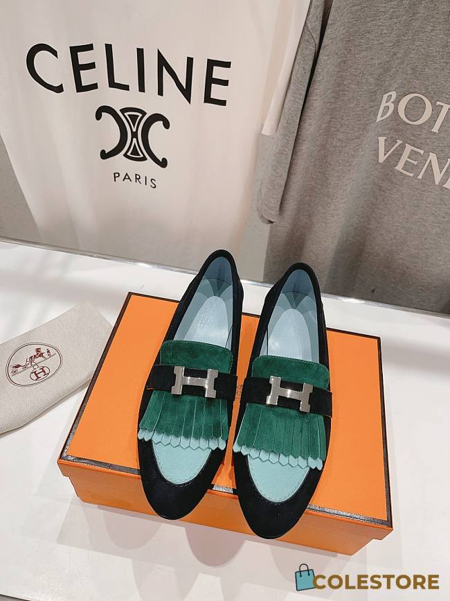 	 Hermes Kelly Royal Loafer Green  - 1