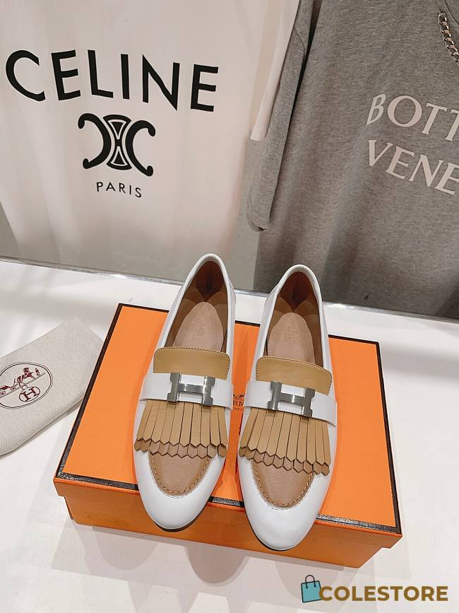 	 Hermes Kelly Royal Loafer White - 1